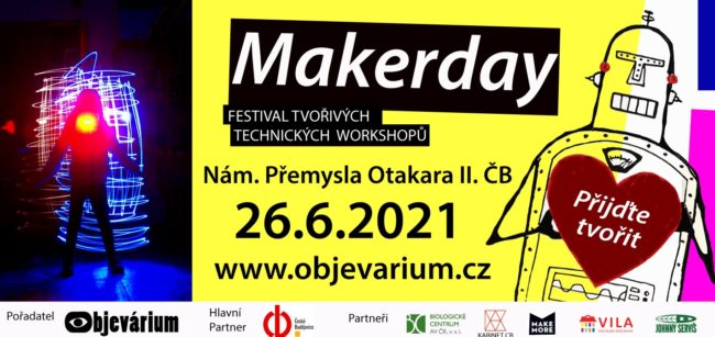 Objevarium připravuje na 26.6. od 10:00-18:00 festival Makerday- výzva pro tvůrce, hledají se dobrovolníci